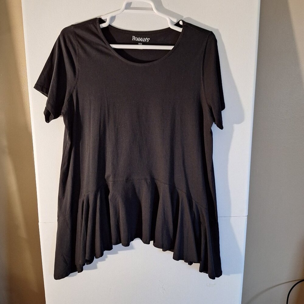 Roaman;s hankerchiefhem shirt L 18/20 color black
